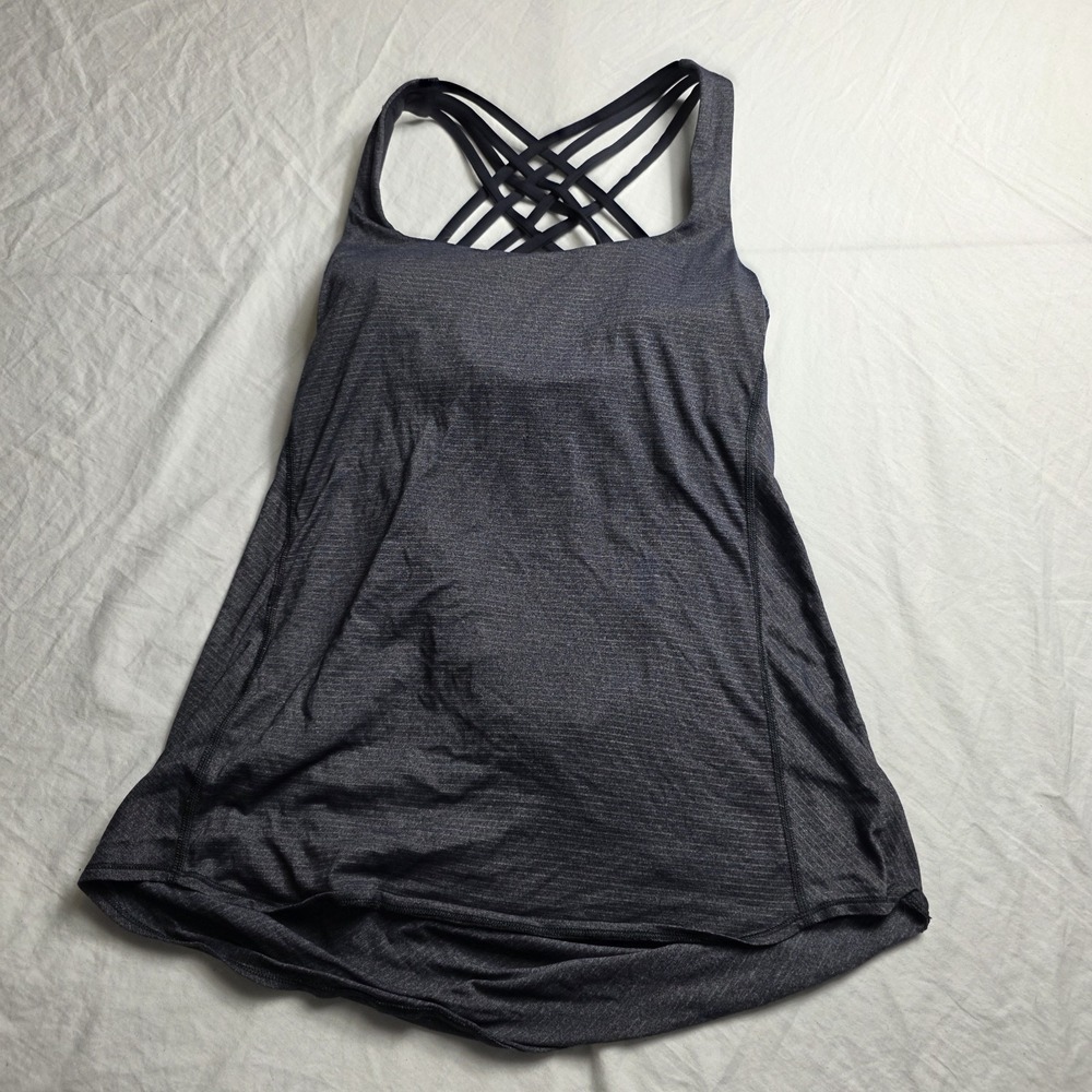 lululemon women's tank tank draped 2 in 1 striped size 10